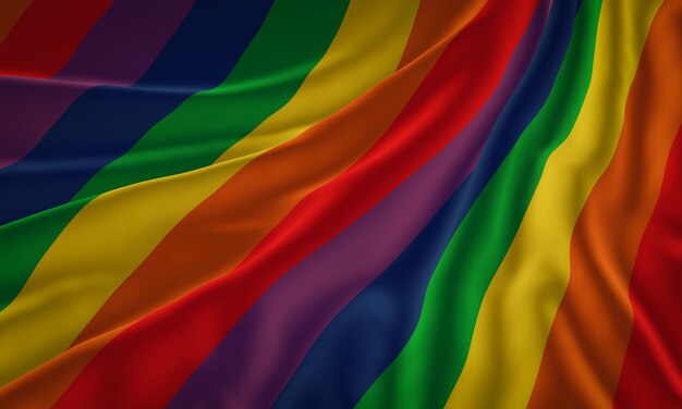 3D rendered wavy rainbow flag LGBTQ rippled clothes