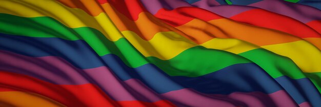 Photo 3d rendered wavy rainbow flag lgbtq rippled clothes