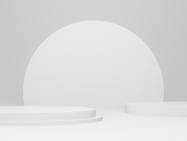 3D rendered white geometric product podium