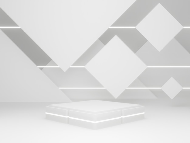 3D rendered white geometric product stand.