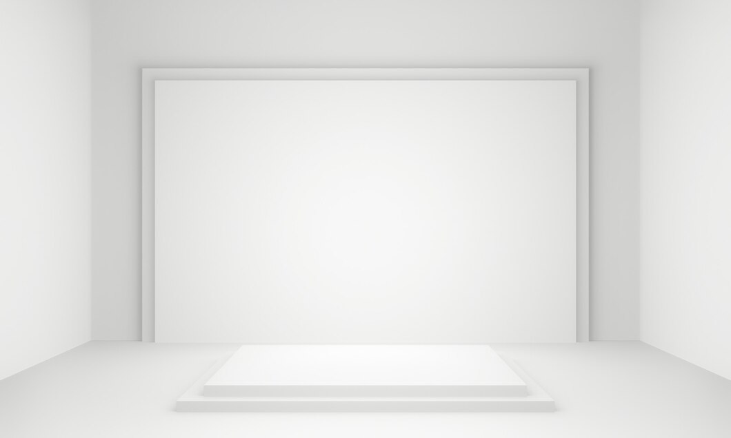 Premium Photo | 3d rendered white geometric stage podium