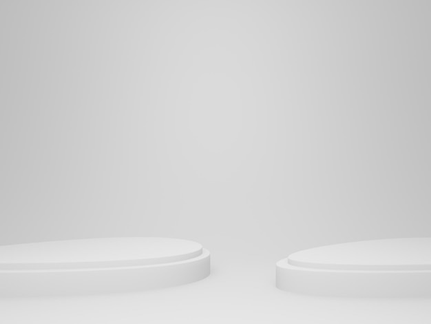 3Dレンダリングされた白い最小限の表彰台。