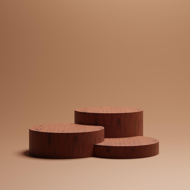 3d rendered wooden podiums for products
