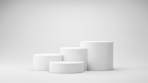 3D renderfour Minimal empty podium or pedestal displayBlank product shelf for presentation