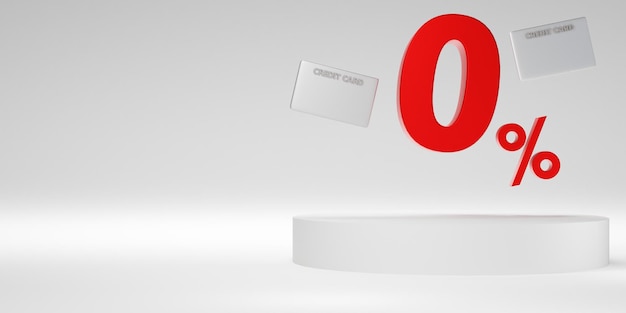 0% の 3D レンダリングとクレジット カードのセールまたは特別オファー付き割引