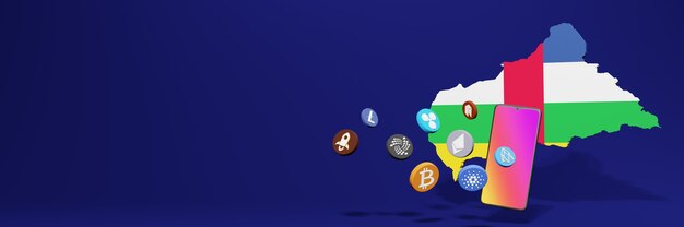 중앙 아프리카 공화국의 3d 렌더링 10 Cryptocurrency 상승 차트 블록 체인