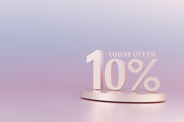 3D Rendering 10 percent off with freespace for texting on pastel pink background Special Offer 10 Discount Tag Super sale offer and best seller