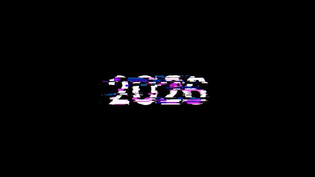 3D rendering 2026 text with screen effects of technological glitches