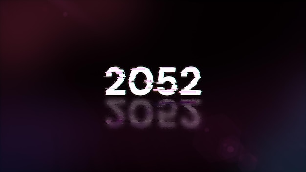 3d rendering 2052 text with screen effects of technological glitches