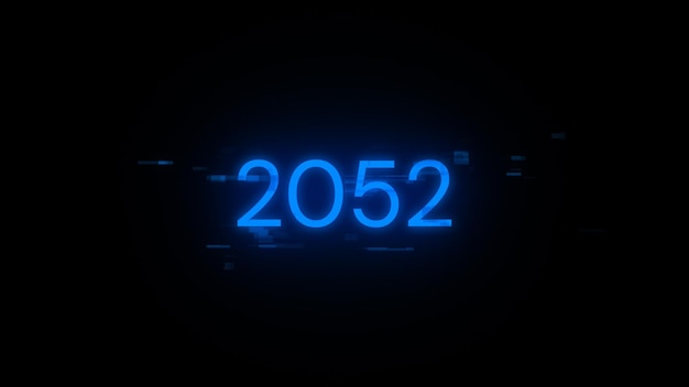 3d rendering 2052 text with screen effects of technological glitches