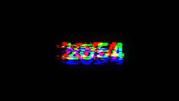 3D 렌더링 2054 텍스트는 기술적 장애의 화면 효과를 가지고 있습니다.