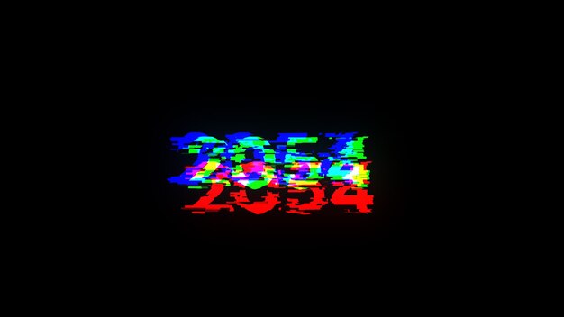 3D 렌더링 2054 텍스트는 기술적 장애의 화면 효과를 가지고 있습니다.