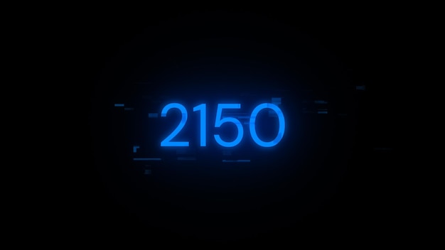 3D 렌더링 2150 텍스트는 기술적 장애의 스크린 효과를 포함합니다.