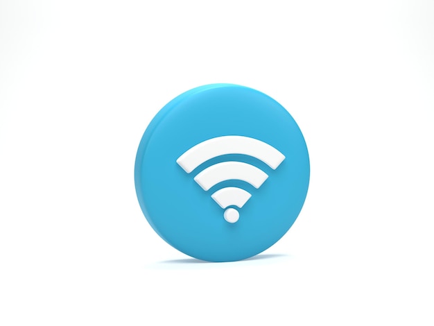 3D-rendering 3d illustratie Pictogram WiFi draadloos internet netwerk symbool op witte achtergrond Minimale concept