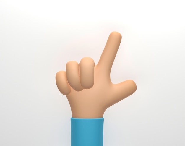 3D 렌더링 3D 그림 흰색 배경에 고립 된 만화 캐릭터 손 간단한 손 스타일