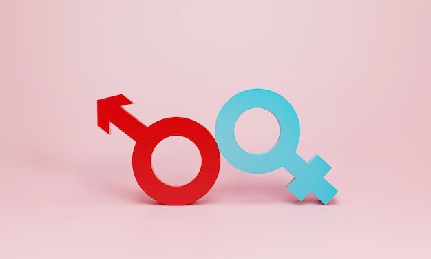 3d rendering 3d illustration Male and Female sexual symbols on pink background Linked heterosexual couple gender symbol Modern minimal concept