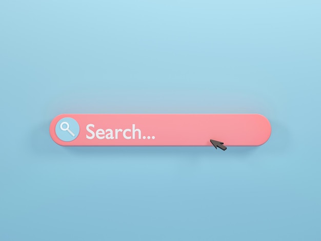 3D rendering 3D illustration Minimal blank search bar on blue background Search bar design element concept