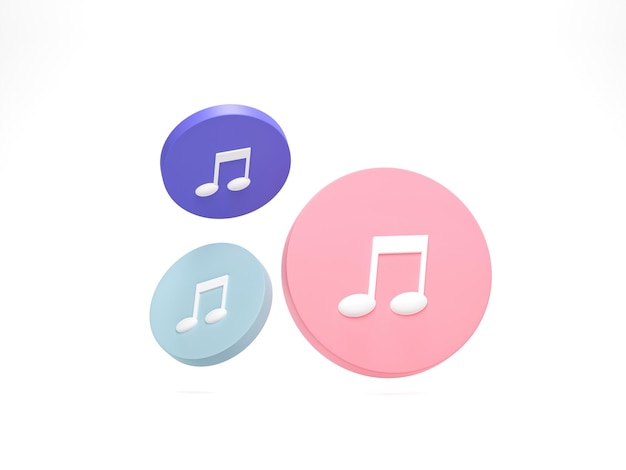 3d rendering 3d illustration music note icon isolated on white\
background design element for song melody or tune flat