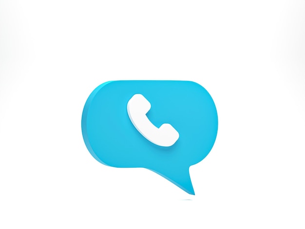 3D rendering 3D illustration Phone call icon in speech bubble isolated on white background Telephone receiver simple minimal style