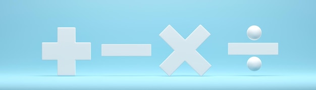 3d рендеринг 3d иллюстрация простая иконка математических символов на синем фоне минимальный современный дизайн