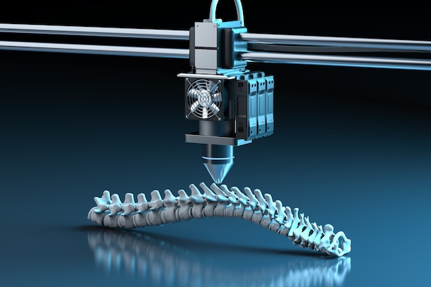 Photo 3d rendering 3d printer print prosthetic spine