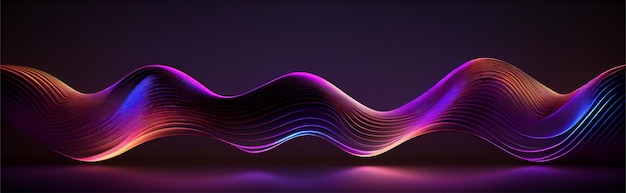 暗闇の中で輝くカラフルなネオンの波線の 3 d レンダリングの抽象的な背景モダンなシンプルな壁紙 Ai 生成