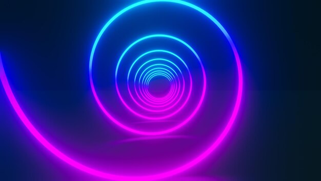 3d rendering abstract background of colorful neon wavy line glowing in the dark Modern