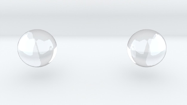 写真 3 d レンダリングの抽象的な背景コンピューター生成された 2 つのガラス メタボールが 1 つにマージします。
