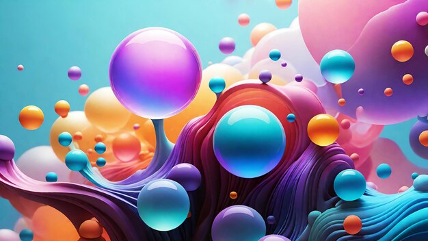 3d rendering of abstract background with colorful bubble liquid