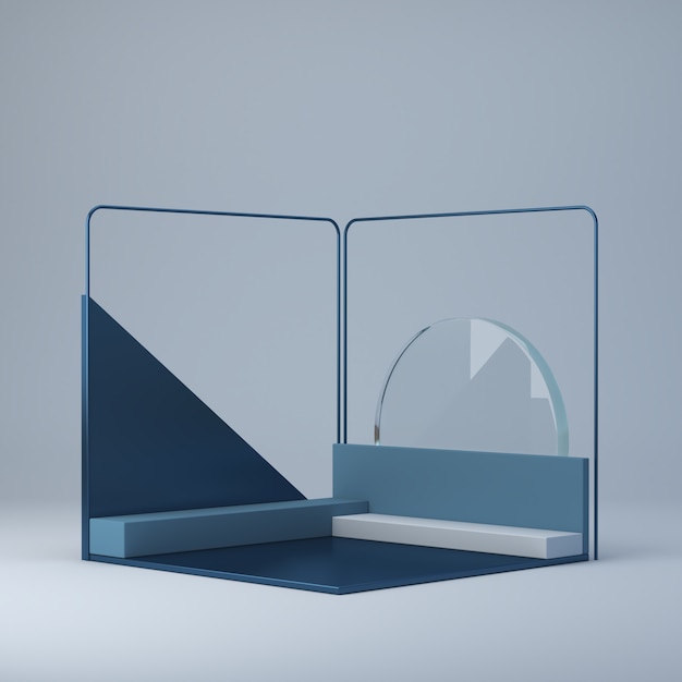 3d rendering abstract background with corner podium. Platforms to show a product. 