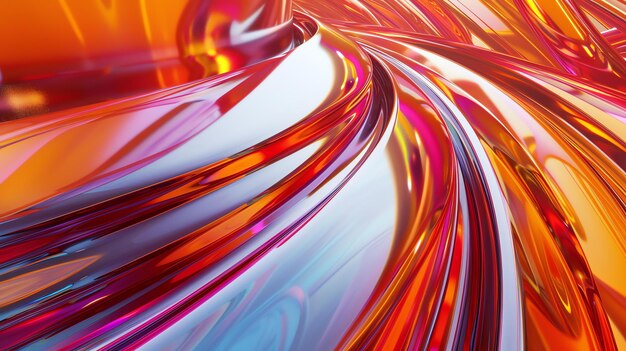 3D rendering Abstract background with multicolored glossy waves