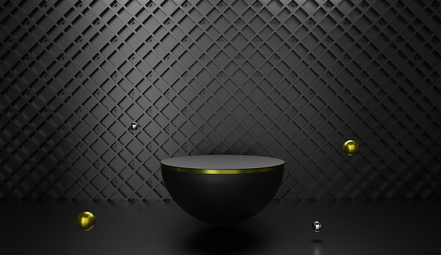 Rendering 3d del podio premium astratto sfondo nero