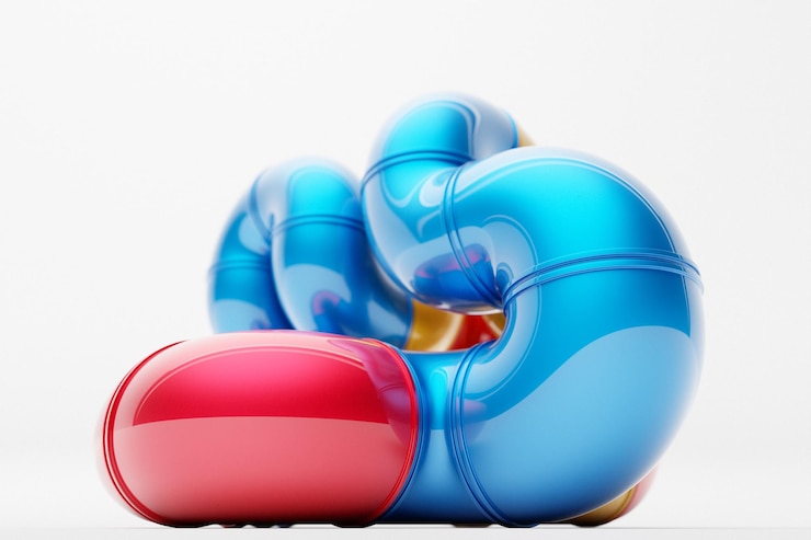 Photo 3d rendering abstract bright figure colorful creative wallpaper with layered effect
