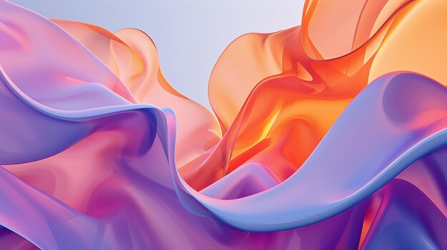 3D rendering of abstract colorful wavy shapes