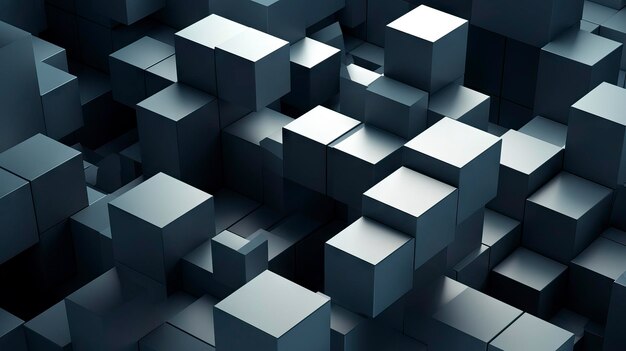 Photo 3d rendering of abstract cubes background in black and white colors generative ai