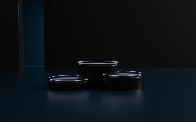 3d rendering abstract dark platform podium product