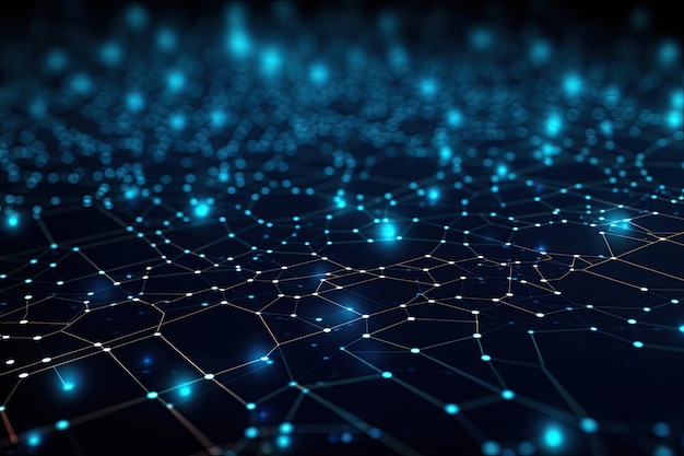 3d rendering of abstract digital technology background with connecting dots and lines abstract digital background with binary code flowing through a network of interconnected nodes ai generated