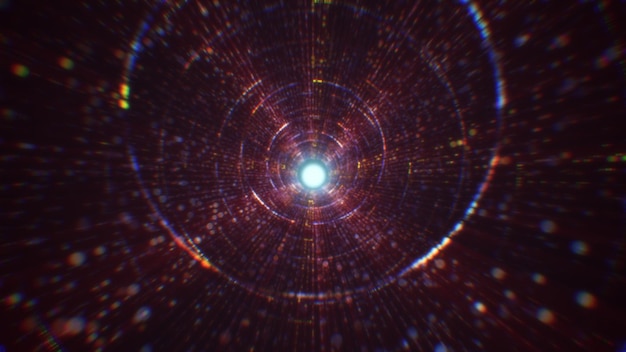 3D rendering of an abstract digital tunnel in cyberspace made of particles