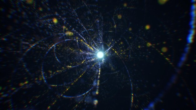 3D rendering of an abstract digital tunnel in cyberspace made of particles