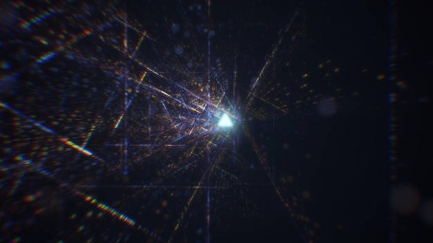 3D rendering of an abstract digital tunnel in cyberspace made of particles