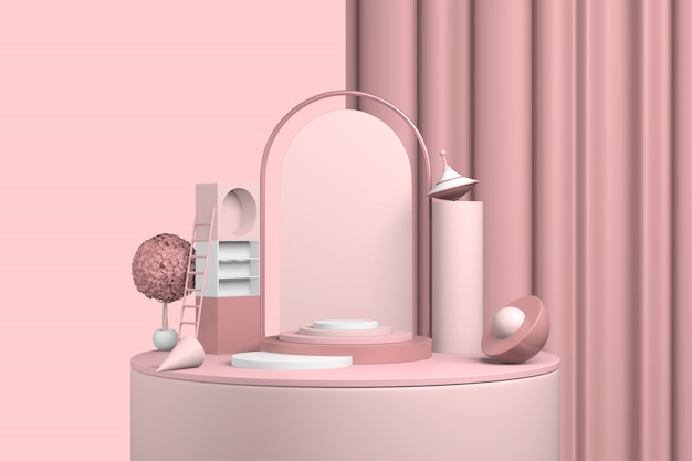 3D rendering abstract display podium