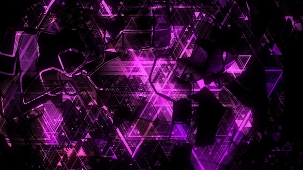 3D rendering of abstract geometric background. Colorful luminous geometric shapes form a background in the form of a color scheme