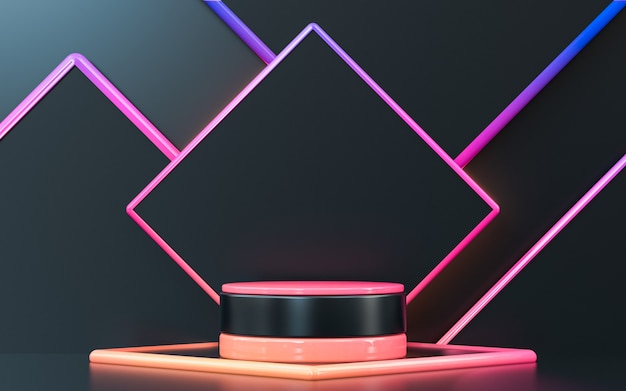 3d rendering abstract geometric background with podium display for product presentation
