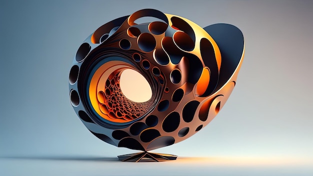 3d rendering of abstract geometric shapes in orange and black colors