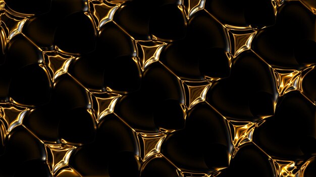 Photo 3d rendering abstract gold and black light pattern with the gradient background black dark modern