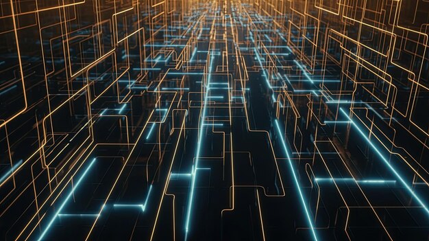 3D Rendering Of Abstract Highway Path Through Digital