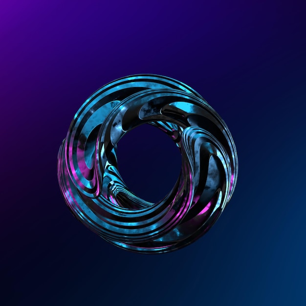 3D-rendering abstract metaal met blauwe neonlicht abstracte sci fi scène achtergrond