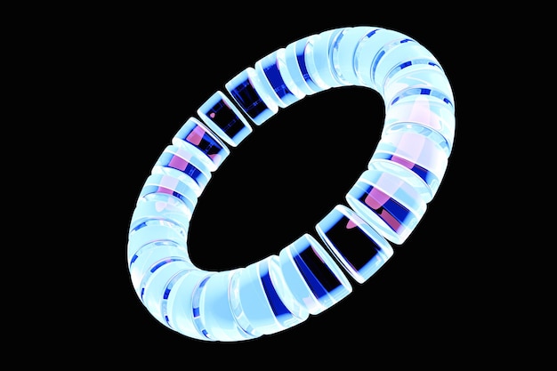 3D рендеринг абстрактного неонового круглого фрактального портала Красочная круглая спираль
