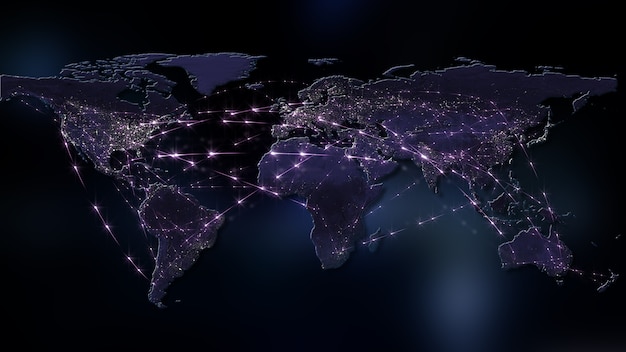 Фото Аннотация 3d-рендеринга всемирной сети интернет и концепции глобальной связи