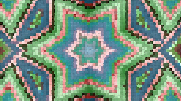 3d рендеринг абстрактного рисунка из мозаики. Яркая композиция из симметричных узоров
